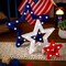 3 Pieces 4th of July Star Tabletop Decorations Patriotic Star Light up Wooden Sign Independence Day Tabletop Centerpiece Red White Blue Wood Decor for Memorial Day Tiered Tray Table Home Decor